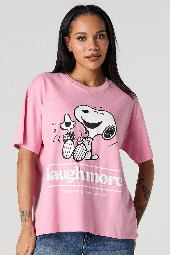 Peanuts Laugh More Graphic Boyfriend T-Shirt