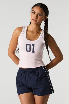 Camisole à col rond et bordure contrastante imprimé