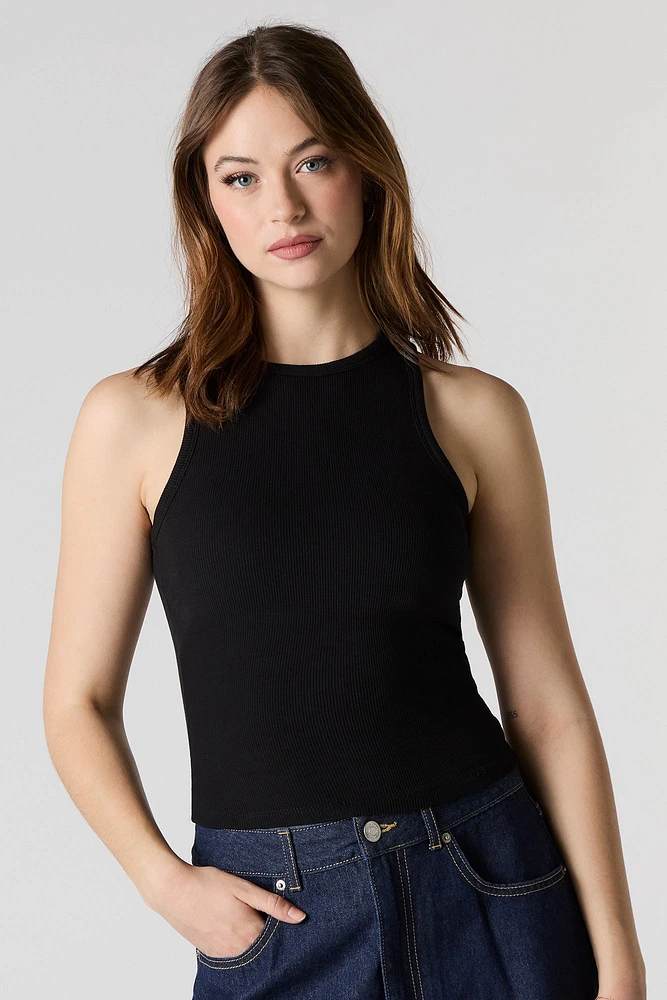 Camisole côtelée à col haut