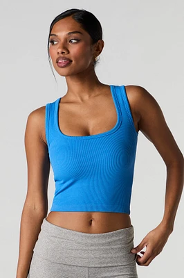 Seamless Ribbed Square Neck Tank with Built-In Cups