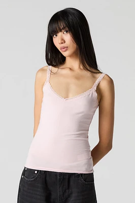 V-Neck Lace Trim Cami