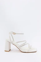 Faux Leather Strappy Open Toe Heel