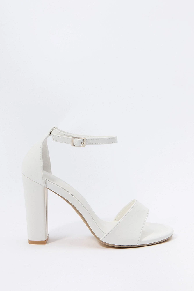 Faux Leather Open Toe Heel