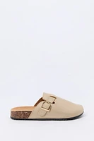 Faux Suede Buckled Cork Sandal