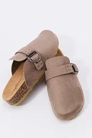 Faux-Suede Buckle Cork Clog