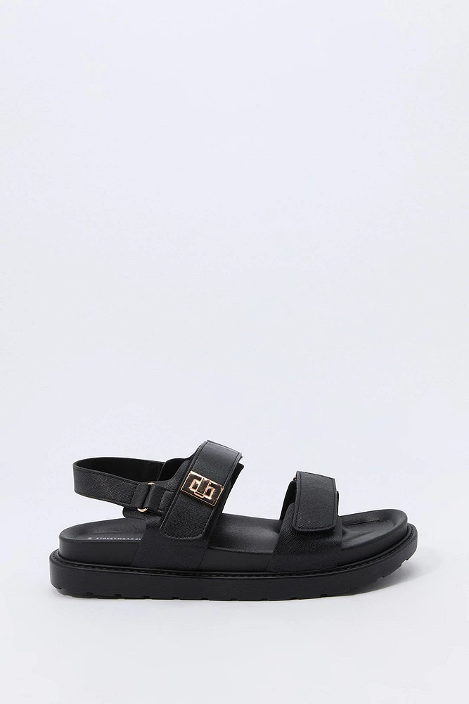Faux Leather Velcro Strap Sandal