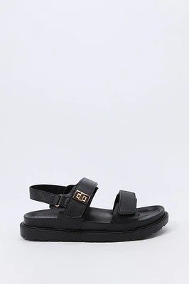Faux Leather Velcro Strap Sandal