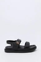 Faux Leather Velcro Strap Sandal