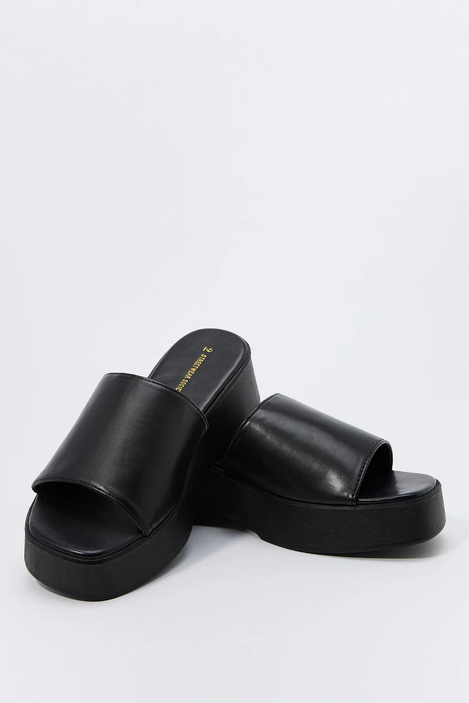 Faux Leather Platform Sandal