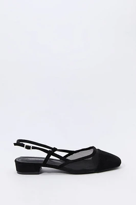 Souliers plats à enfiler en filet et similisuède