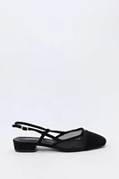 Souliers plats à enfiler en filet et similisuède