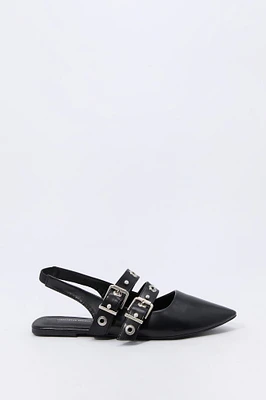 Double Buckle Slingback Flats