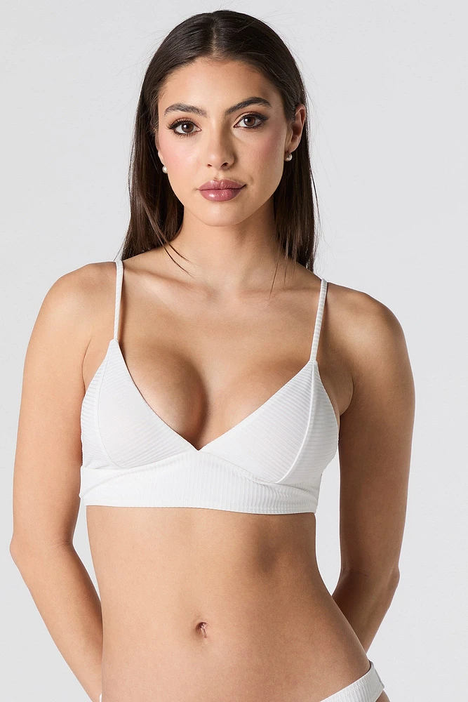 Haut de bikini triangulaire côtelé
