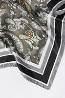 Paisley Border Print Satin Multiway Scarf