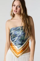 Écharpe multifaçons en satin avec bordure à motif cachemire