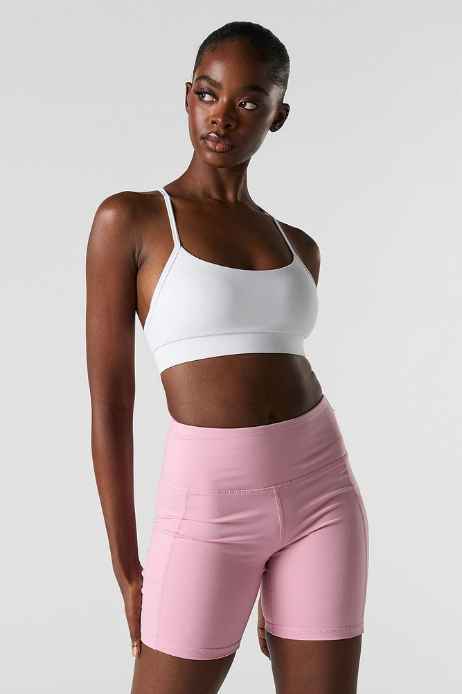 Solid Sports Bra with Built-In Cups