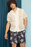 Haut boutonné en tricot ajouré texturé
