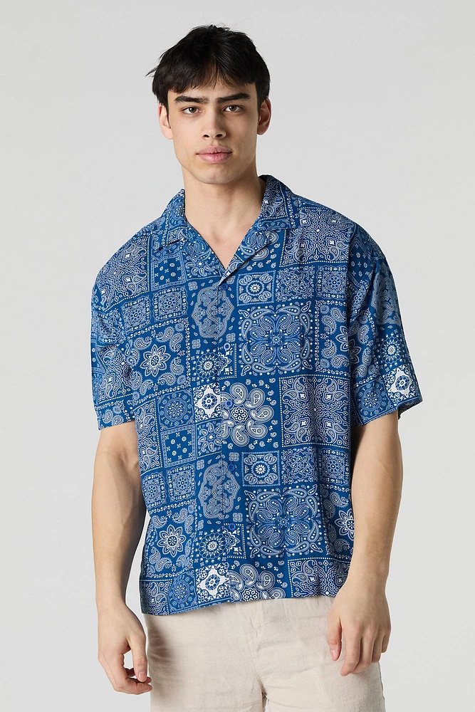 Summer Vibes Print Button-Up Top
