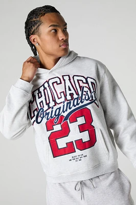 Haut à capuchon en molleton avec motif brodé Chicago  chenille