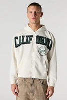 California Chenille Embroidered Zip-Up Fleece Hoodie