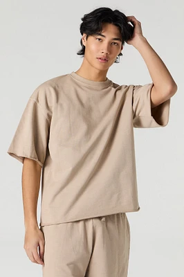 T-shirt carré en molleton délavé