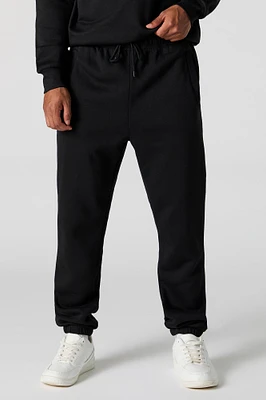 Jogger en molleton uni à taille coulissante