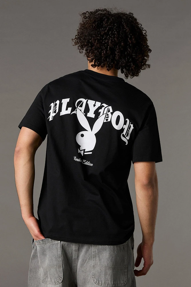 Playboy Script Graphic Rhinestone T-Shirt