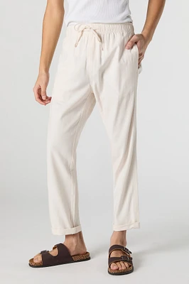 Pantalon en mélange de lin à taille coulissante