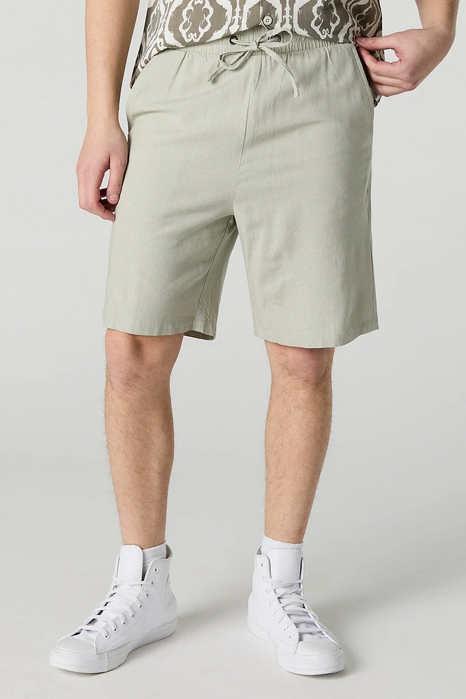 Linen-Blend Drawstring Short