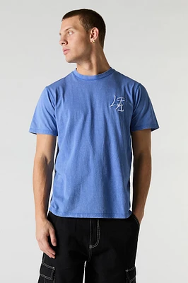 T-shirt délavé avec motif brodé