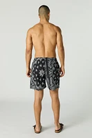 Short de bain imprimé à taille coulissante