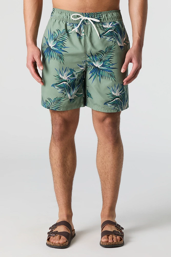 Printed Drawstring Swim Short