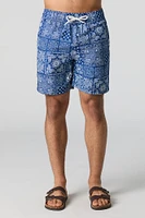 Printed Drawstring Swim Short