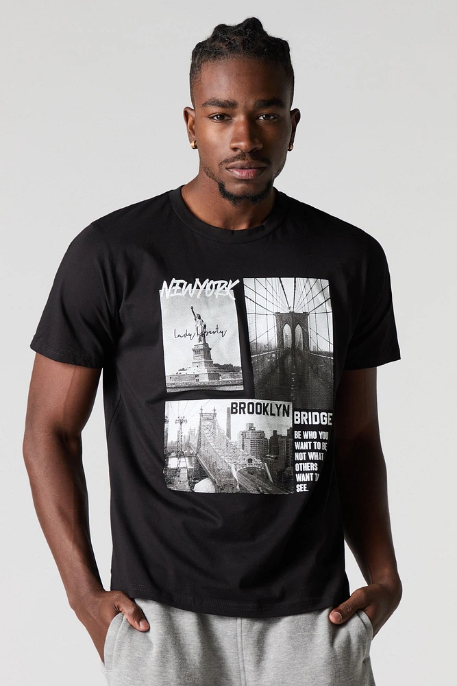 T-shirt à imprimé Brooklyn Bridge