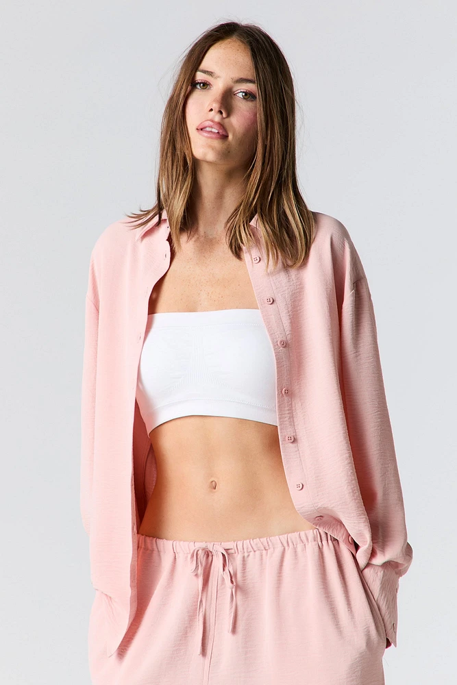 Flowy Long Sleeve Button-Up Top