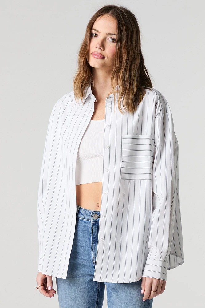Oversized Striped Button-Up Top