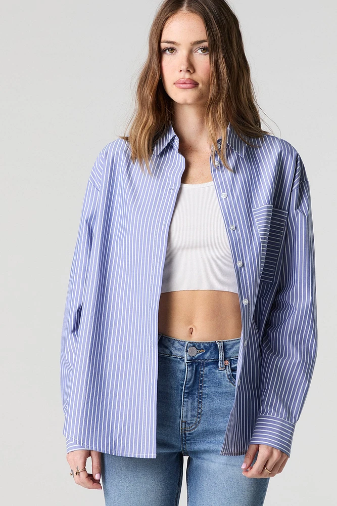 Oversized Striped Button-Up Top