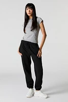 Jogger en molleton uni à taille haute