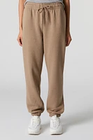 High Rise Solid Fleece Jogger