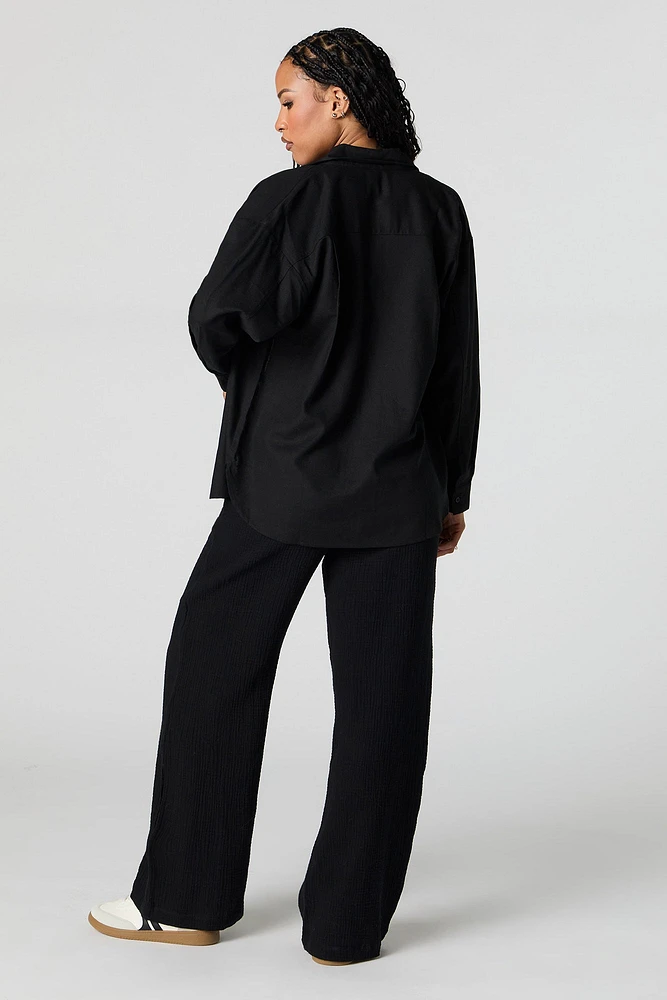 Pantalon froissé à taille coulissante