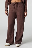 Pantalon froissé à taille coulissante