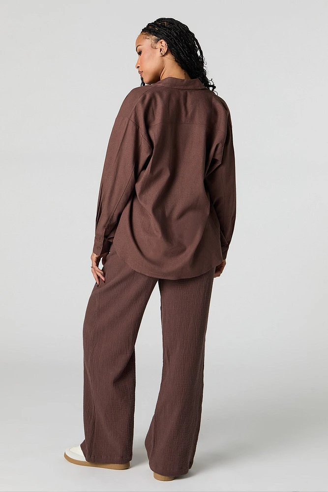 Pantalon froissé à taille coulissante