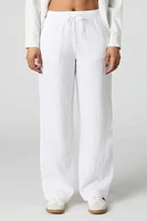 Pantalon froissé à taille coulissante