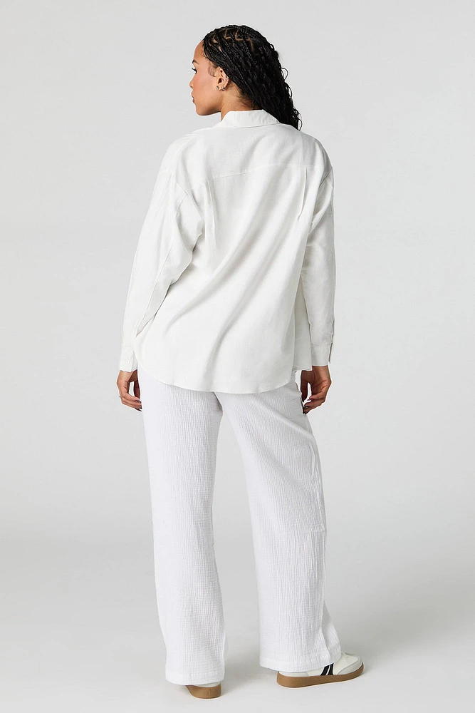 Pantalon froissé à taille coulissante
