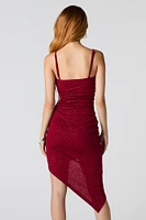 Robe midi asymétrique scintillante avec découpe
