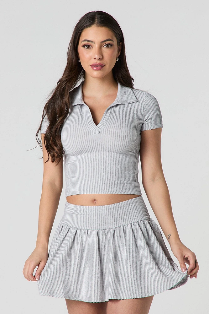Minijupe-short fluide en tricot côtelé