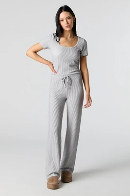 Pantalon à jambe large côtelé texturé