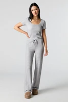 Pantalon à jambe large côtelé texturé