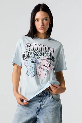 T-shirt de coupe garçonne à imprimé Stitch & Angel