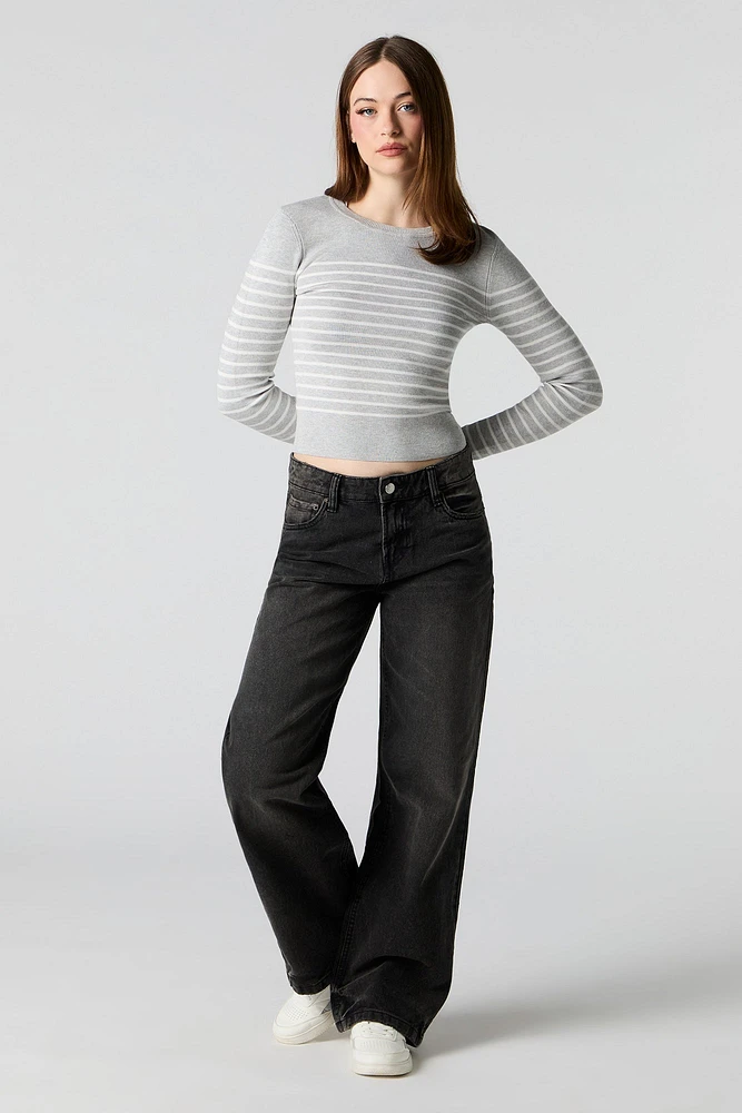 Wash Low Rise Wide Leg Jean